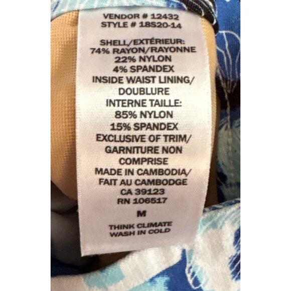 Northern Reflections Capri Pants Tummy Shaper Blue Floral Wm M Beach Resort New - Picture 10 of 11